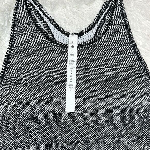 Lululemon Base Pace Ribbed Tank in Time Warp Alpine White Black Size 8 Rare - Picture 5 of 12